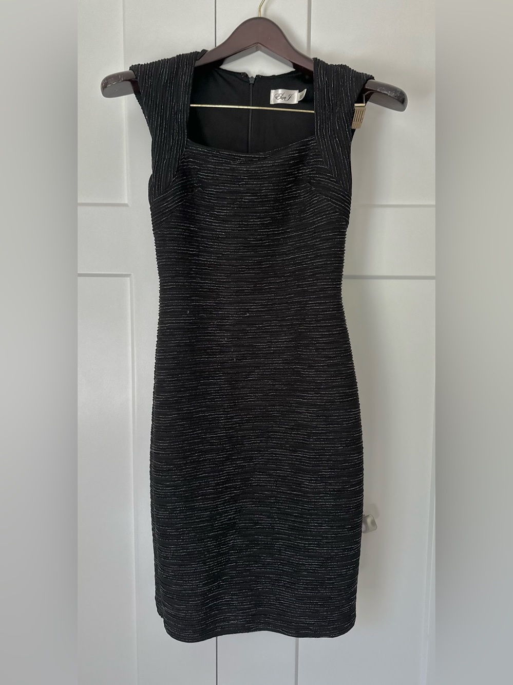 Eliza J Black Metallic-Thread Midi Dress